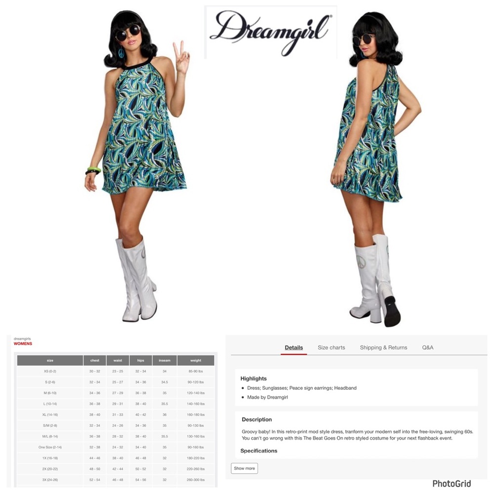 Dreamgirl the beat goes on Halloween costume 1X plus size NWT